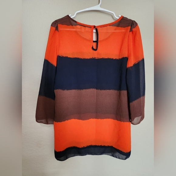 Umgee Sheer Striped Tunic Blouse Top Size Medium - Picture 6 of 6